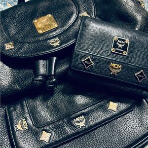 AUTHENTIC MCM Leather Backpack And Wallet Set (Originally Purchased Separately)